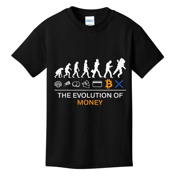 The Evolution Of Money Funny Bitcoin Ripple Xrp To The Moon Kids T-Shirt