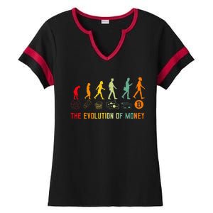 The Evolution Of Money Bitcoin Btc Crypto Cryptocurrency Ladies Halftime Notch Neck Tee