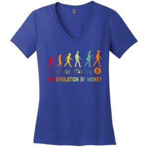 The Evolution Of Money Bitcoin Btc Crypto Cryptocurrency Women's V-Neck T-Shirt