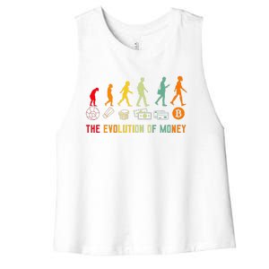 The Evolution Of Money Bitcoin Btc Crypto Cryptocurrency Women's Racerback Cropped Tank