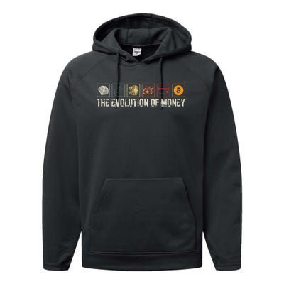 The Evolution Of Money Bitcoin Businessman Cryptocurrency Performance Fleece Hoodie