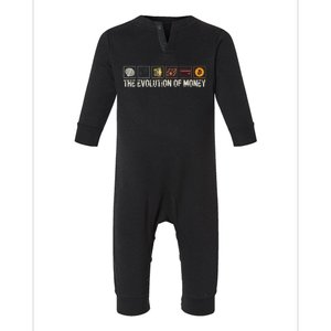 The Evolution Of Money Bitcoin Businessman Cryptocurrency Infant Fleece One Piece