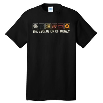 The Evolution Of Money Bitcoin Businessman Cryptocurrency Tall T-Shirt