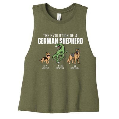 The Evolution Of A German Shepherd Dog Owner Pet Lover Women's Racerback Cropped Tank