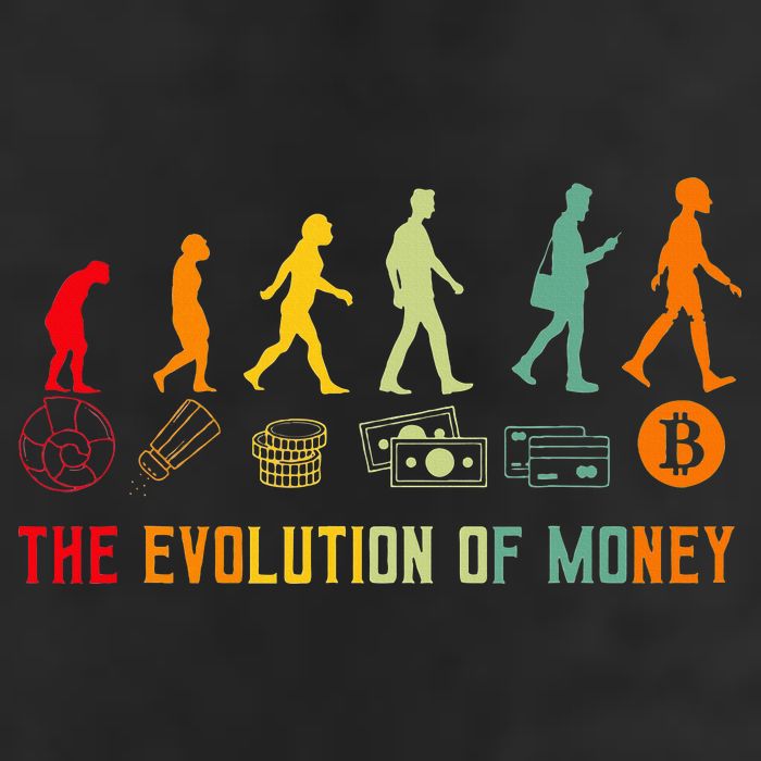 The Evolution Of Money Bitcoin Btc Crypto Cryptocurrency Cool Comfort Performance Bucket Hat