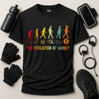 The Evolution Of Money Bitcoin Btc Crypto Cryptocurrency Cooling Performance Crew T-Shirt