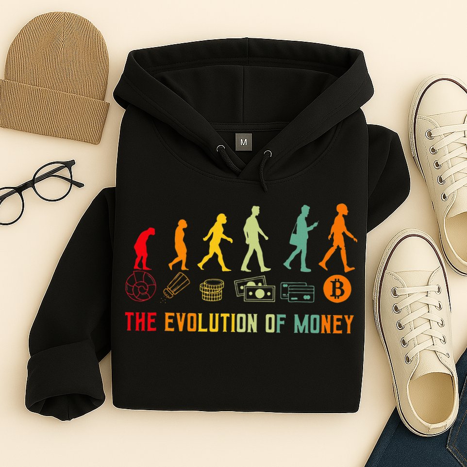 The Evolution Of Money Bitcoin Btc Crypto Cryptocurrency Hoodie