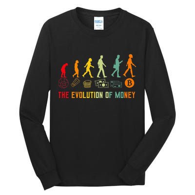 The Evolution Of Money Bitcoin Btc Crypto Cryptocurrency Tall Long Sleeve T-Shirt