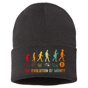 The Evolution Of Money Bitcoin Btc Crypto Cryptocurrency Sustainable Knit Beanie