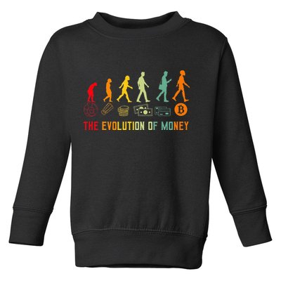 The Evolution Of Money Bitcoin Btc Crypto Cryptocurrency Toddler Sweatshirt