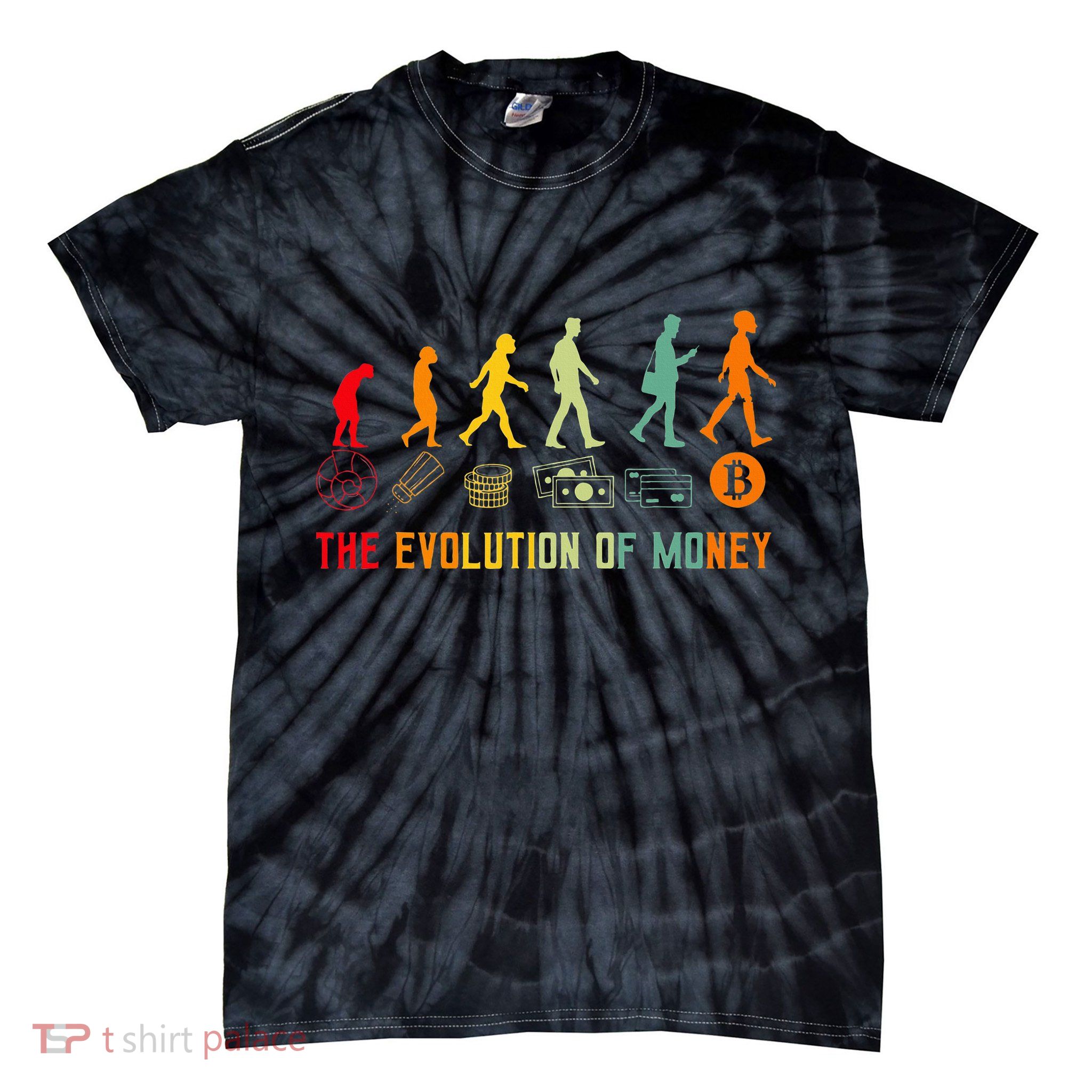 The Evolution Of Money Bitcoin Btc Crypto Cryptocurrency Tie-Dye T-Shirt