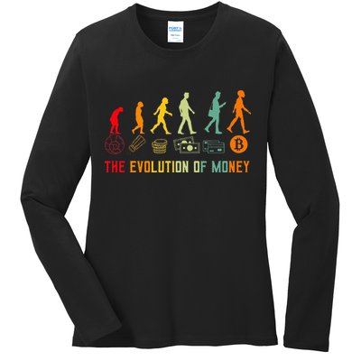 The Evolution Of Money Bitcoin Btc Crypto Cryptocurrency Ladies Long Sleeve Shirt