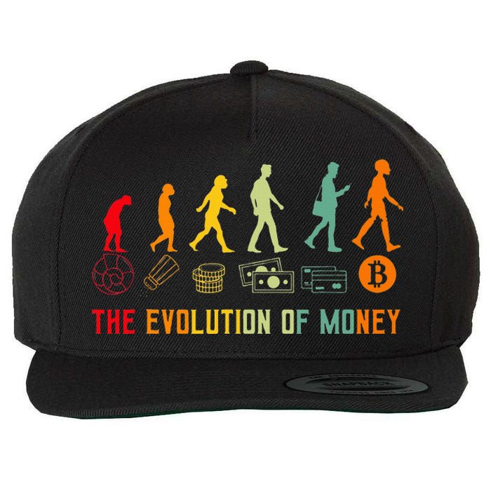 The Evolution Of Money Bitcoin Btc Crypto Cryptocurrency Wool Snapback Cap