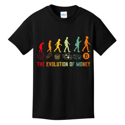 The Evolution Of Money Bitcoin Btc Crypto Cryptocurrency Kids T-Shirt