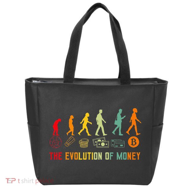 The Evolution Of Money Bitcoin Btc Crypto Cryptocurrency Zip Tote Bag
