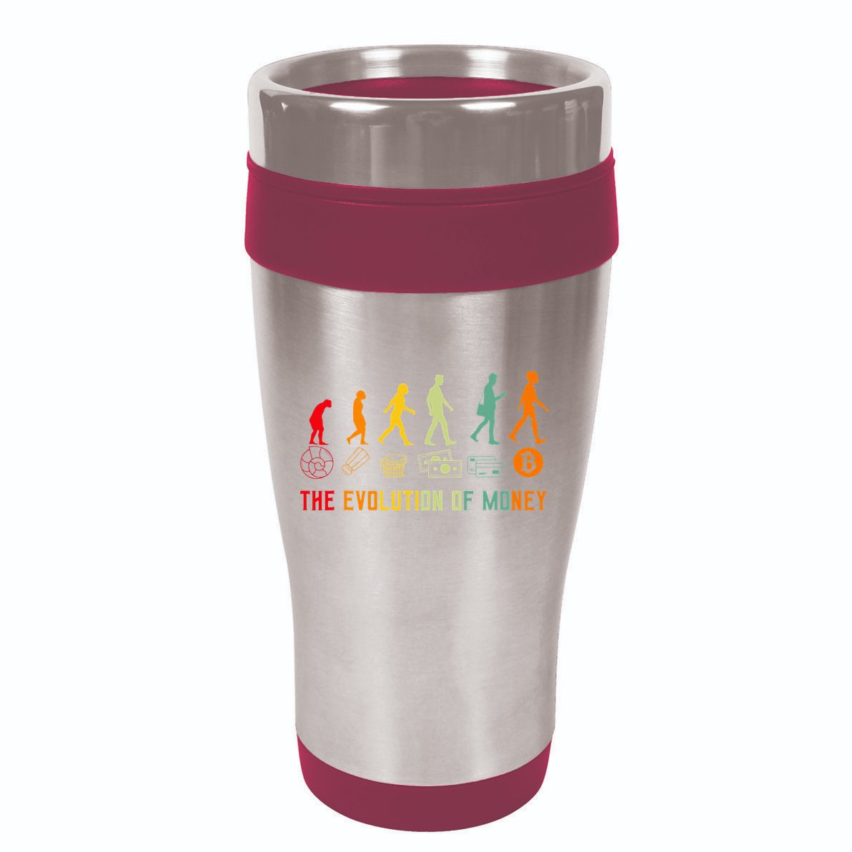 The Evolution Of Money Bitcoin Btc Crypto Cryptocurrency 16oz Travel Tumbler