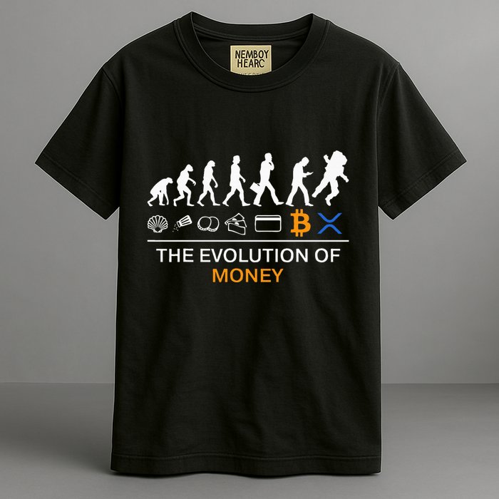 The Evolution Of Money Bitcoin Ripple Xrp To The Moon Garment-Dyed Heavyweight T-Shirt
