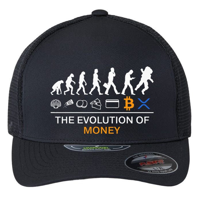 The Evolution Of Money Bitcoin Ripple Xrp To The Moon Flexfit Unipanel Trucker Cap