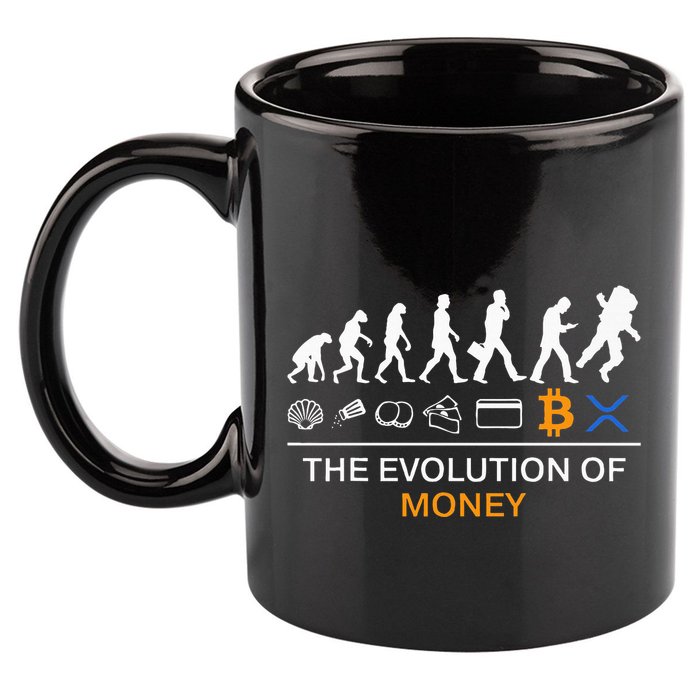 The Evolution Of Money Bitcoin Ripple Xrp To The Moon 11oz C Handle Ceramic Mug