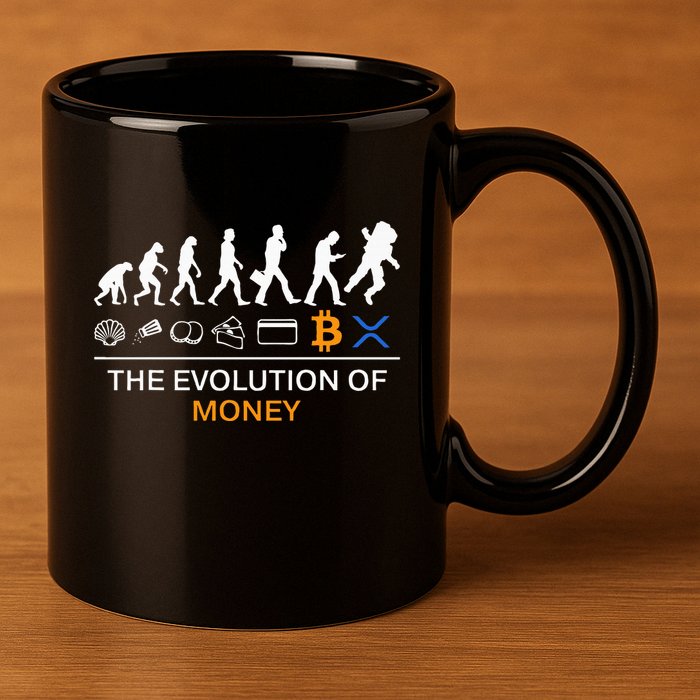 The Evolution Of Money Bitcoin Ripple Xrp To The Moon 11oz C Handle Ceramic Mug
