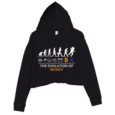 The Evolution Of Money Bitcoin Ripple Xrp To The Moon Crop Fleece Hoodie