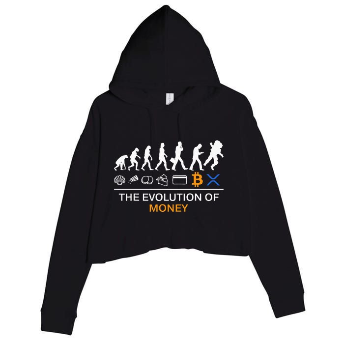 The Evolution Of Money Bitcoin Ripple Xrp To The Moon Crop Fleece Hoodie