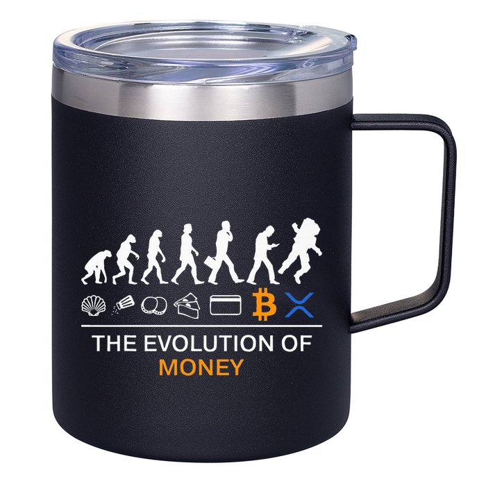 The Evolution Of Money Bitcoin Ripple Xrp To The Moon 12oz Stainless Steel Coffee Mug