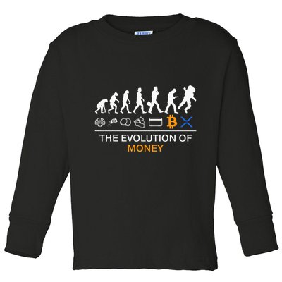 The Evolution Of Money Bitcoin Ripple Xrp To The Moon Toddler Long Sleeve Shirt
