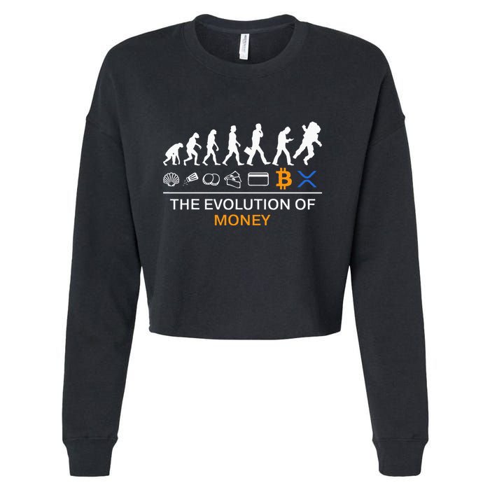 The Evolution Of Money Bitcoin Ripple Xrp To The Moon Cropped Pullover Crew