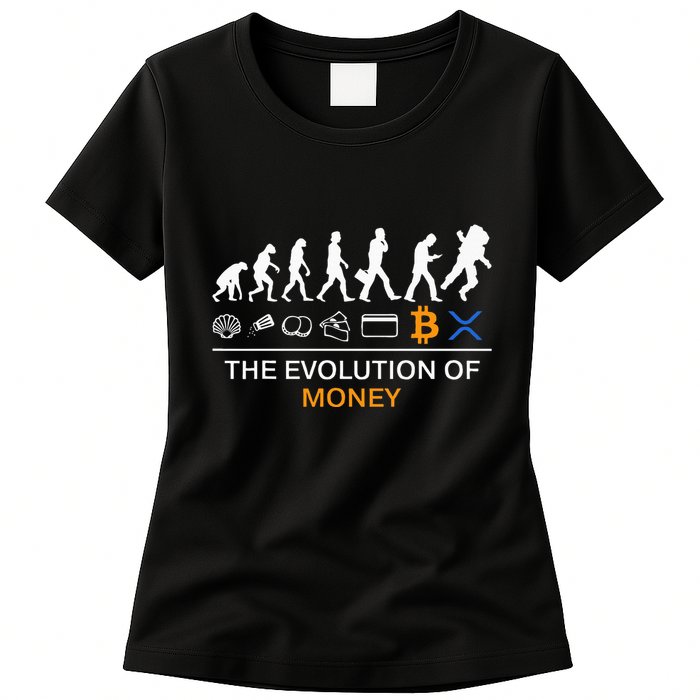 The Evolution Of Money Bitcoin Ripple Xrp To The Moon Womens T-Shirt