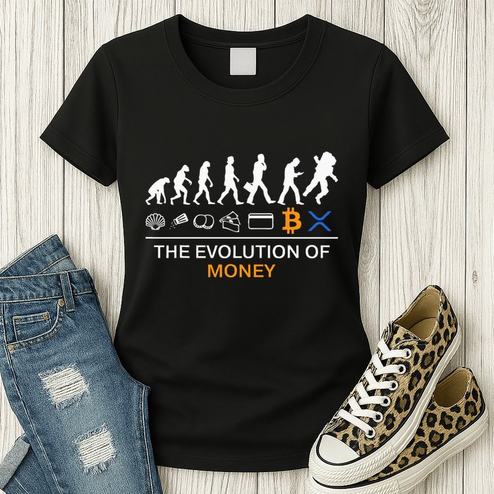 The Evolution Of Money Bitcoin Ripple Xrp To The Moon Womens T-Shirt