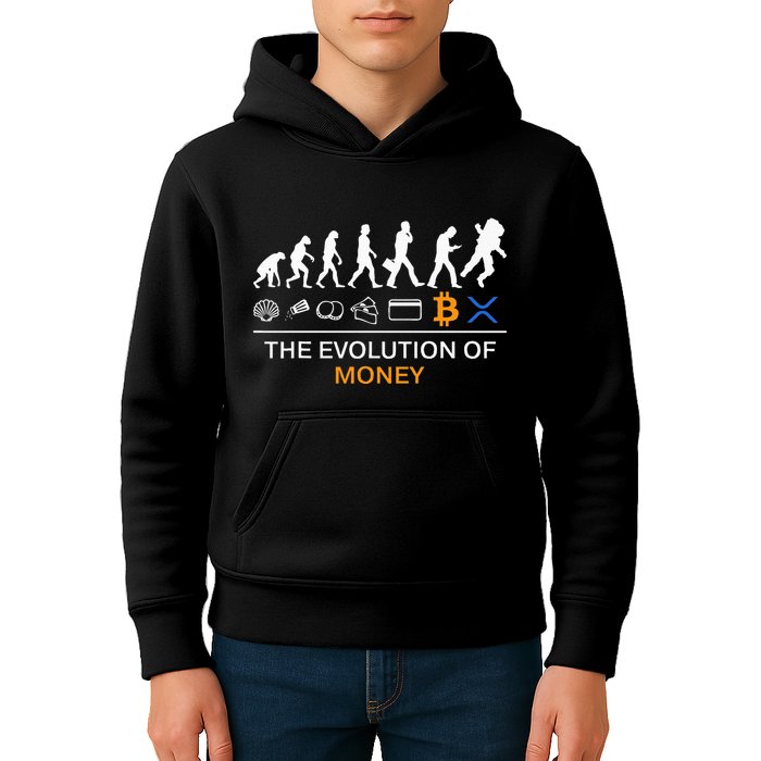 The Evolution Of Money Bitcoin Ripple Xrp To The Moon Kids Hoodie