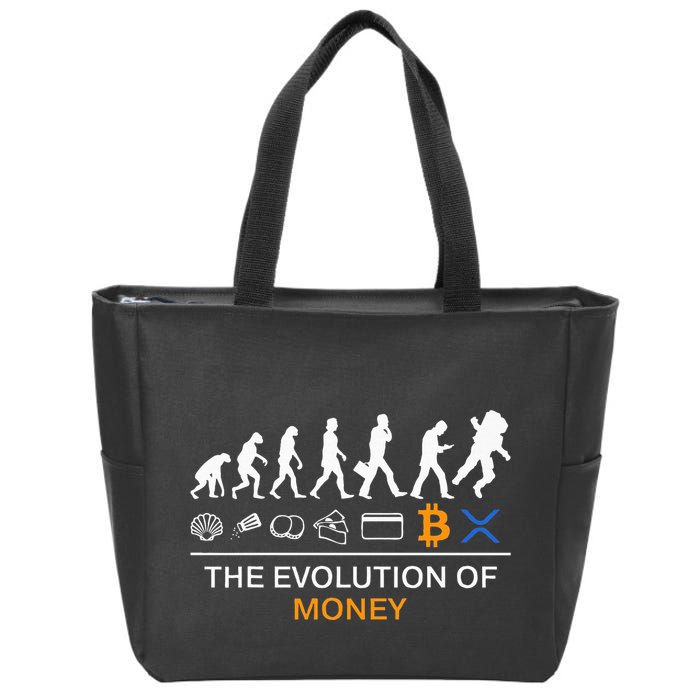 The Evolution Of Money Bitcoin Ripple Xrp To The Moon Zip Tote Bag