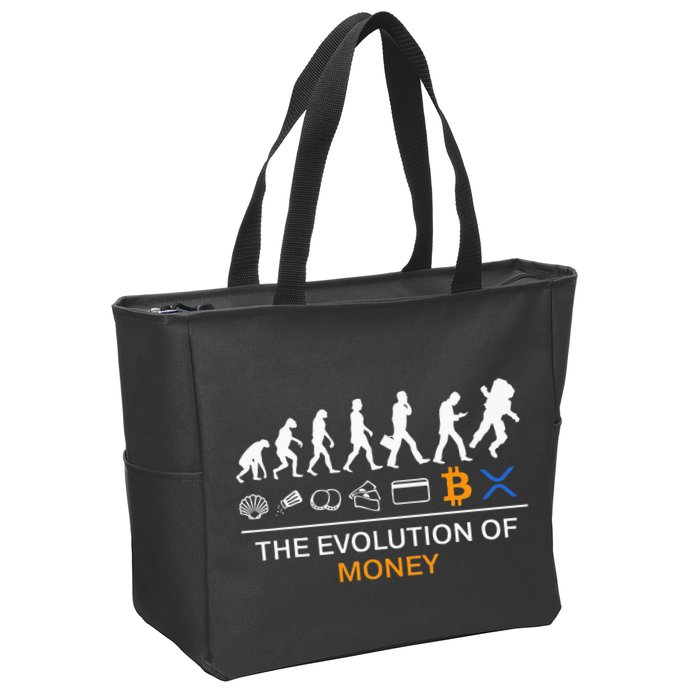 The Evolution Of Money Bitcoin Ripple Xrp To The Moon Zip Tote Bag