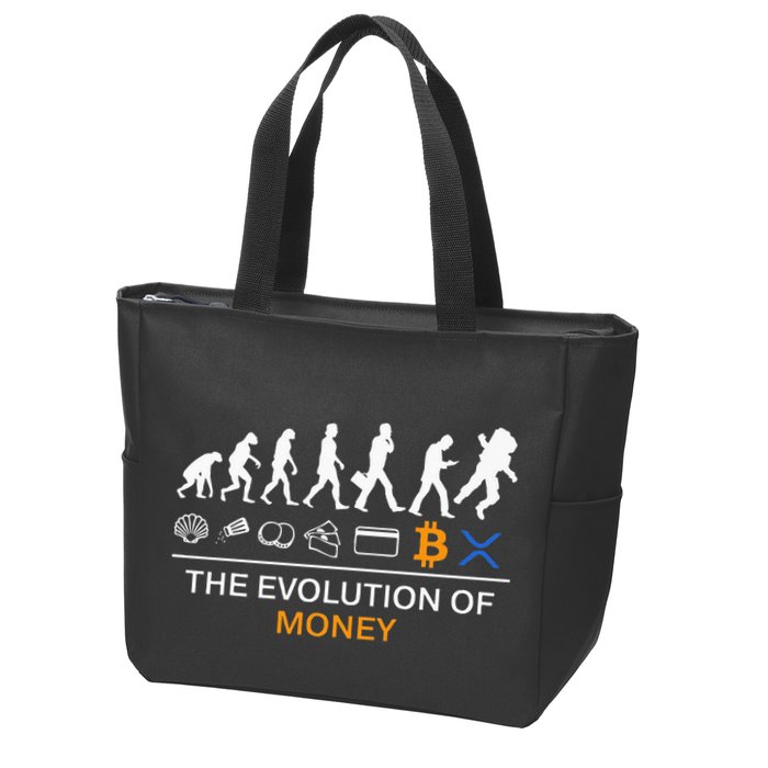 The Evolution Of Money Bitcoin Ripple Xrp To The Moon Zip Tote Bag