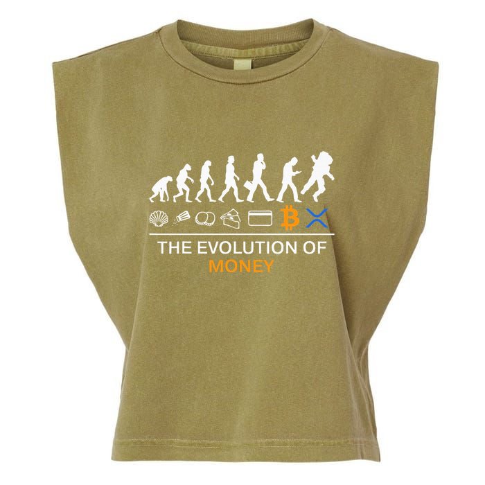 The Evolution Of Money Bitcoin Ripple Xrp To The Moon Garment-Dyed Women's Muscle Tee