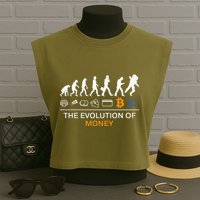 The Evolution Of Money Bitcoin Ripple Xrp To The Moon Garment-Dyed Women's Muscle Tee