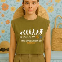 The Evolution Of Money Bitcoin Ripple Xrp To The Moon Garment-Dyed Women's Muscle Tee