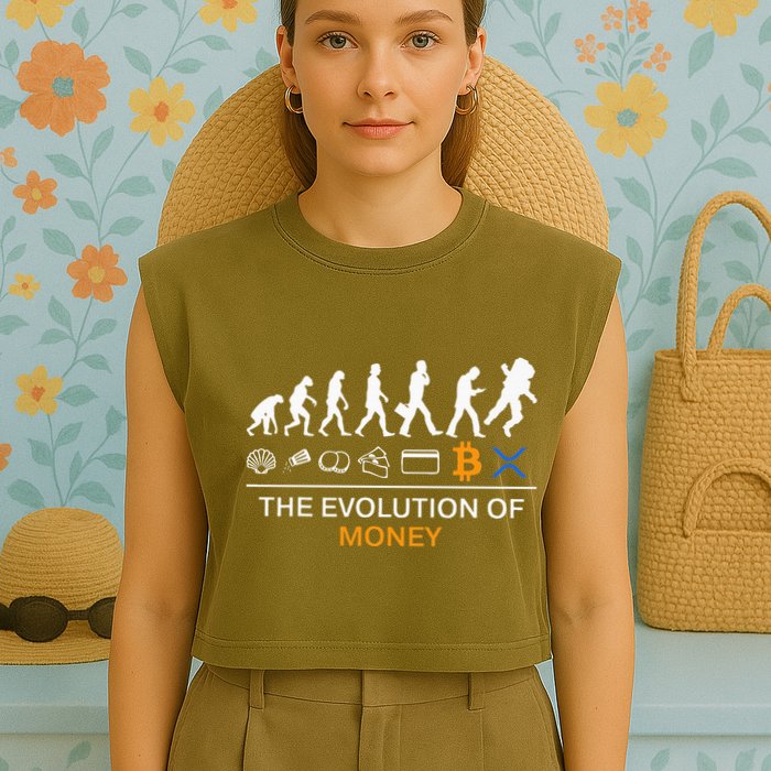The Evolution Of Money Bitcoin Ripple Xrp To The Moon Garment-Dyed Women's Muscle Tee