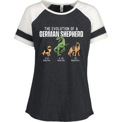 The Evolution Of A German Shepherd Dog Owner Pet Lover Enza Ladies Jersey Colorblock Tee