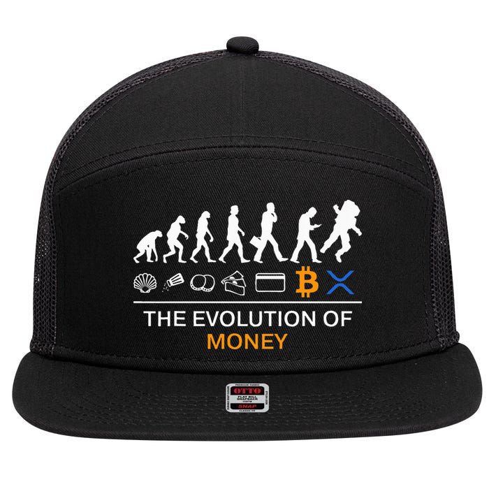 The Evolution Of Money Funny Bitcoin Ripple Xrp To The Moon 7 Panel Mesh Trucker Snapback Hat