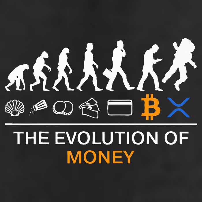 The Evolution Of Money Funny Bitcoin Ripple Xrp To The Moon 7 Panel Mesh Trucker Snapback Hat
