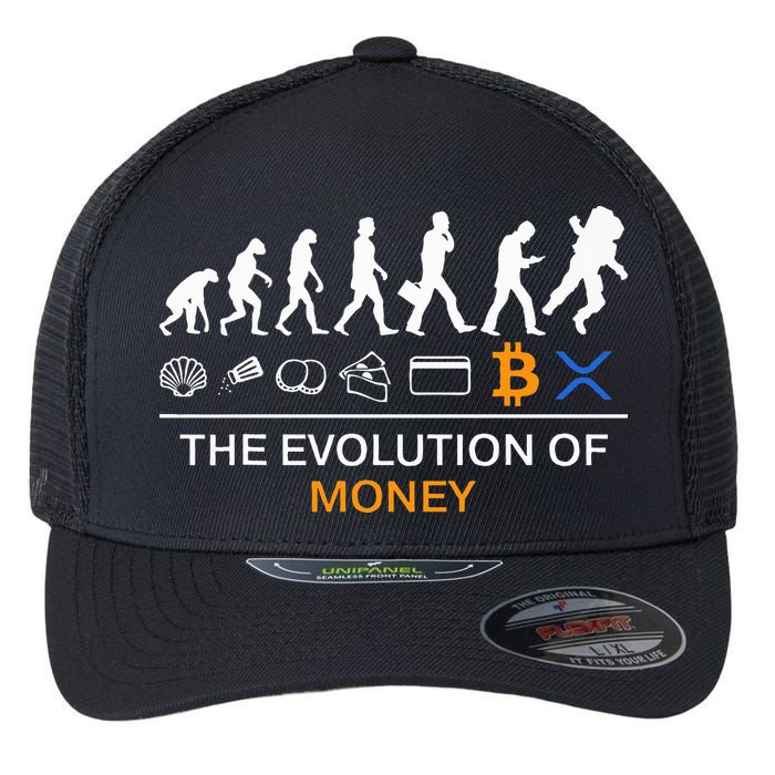 The Evolution Of Money Funny Bitcoin Ripple Xrp To The Moon Flexfit Unipanel Trucker Cap