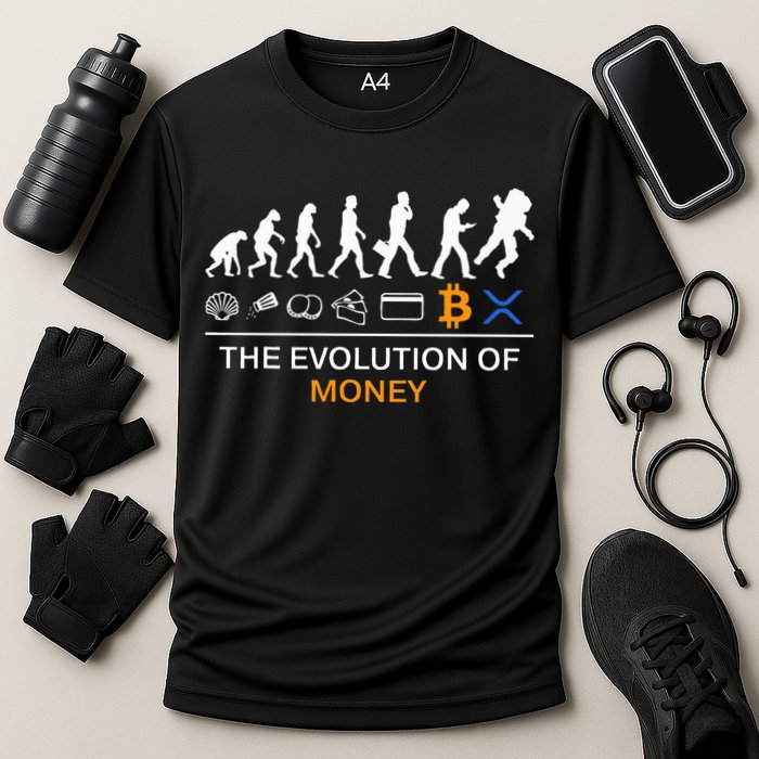 The Evolution Of Money Funny Bitcoin Ripple Xrp To The Moon Performance Shirt