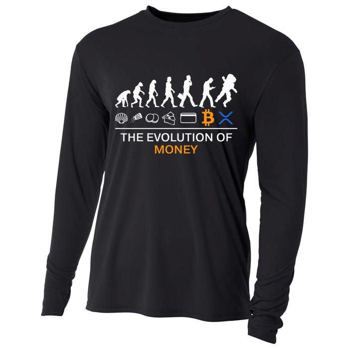 The Evolution Of Money Funny Bitcoin Ripple Xrp To The Moon Cooling Performance Long Sleeve Crew
