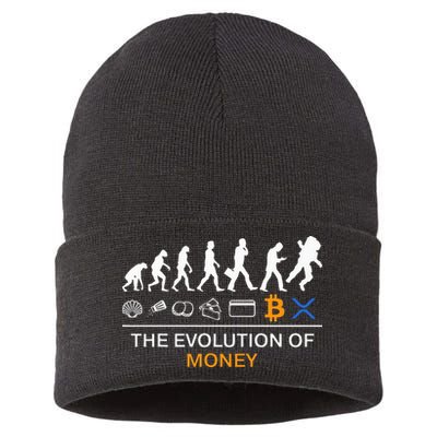 The Evolution Of Money Funny Bitcoin Ripple Xrp To The Moon Sustainable Knit Beanie