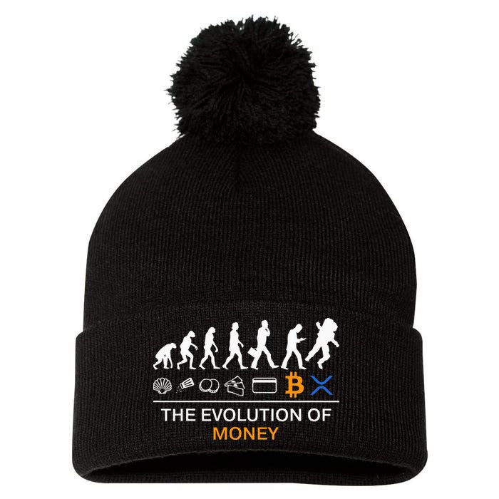 The Evolution Of Money Funny Bitcoin Ripple Xrp To The Moon Pom Pom 12in Knit Beanie
