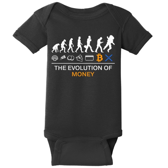 The Evolution Of Money Funny Bitcoin Ripple Xrp To The Moon Baby Bodysuit
