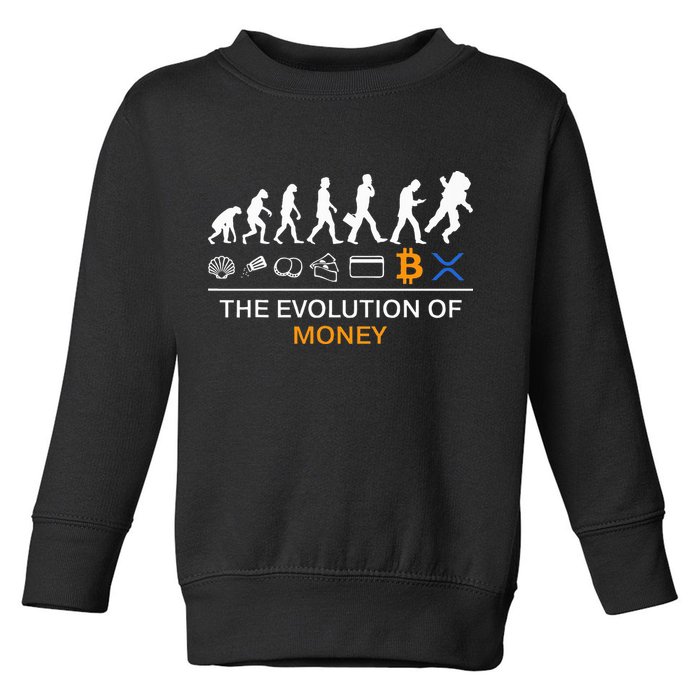 The Evolution Of Money Funny Bitcoin Ripple Xrp To The Moon Toddler Sweatshirt
