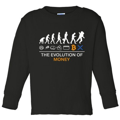The Evolution Of Money Funny Bitcoin Ripple Xrp To The Moon Toddler Long Sleeve Shirt